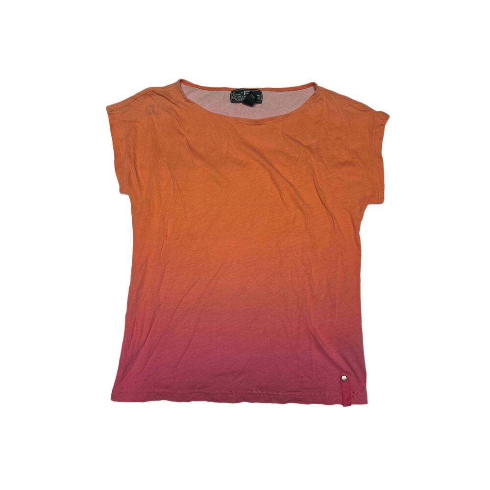 Lauren Active Ralph Lauren Women Orange Pink Ombre Short Sleeve T-Shirt Size M